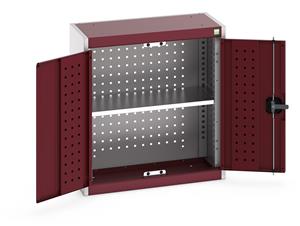 40031079.** cubio cupboard with perfo backpanel and 1x shelf. WxDxH: 650x325x700mm. RAL 7035/5010 or selected